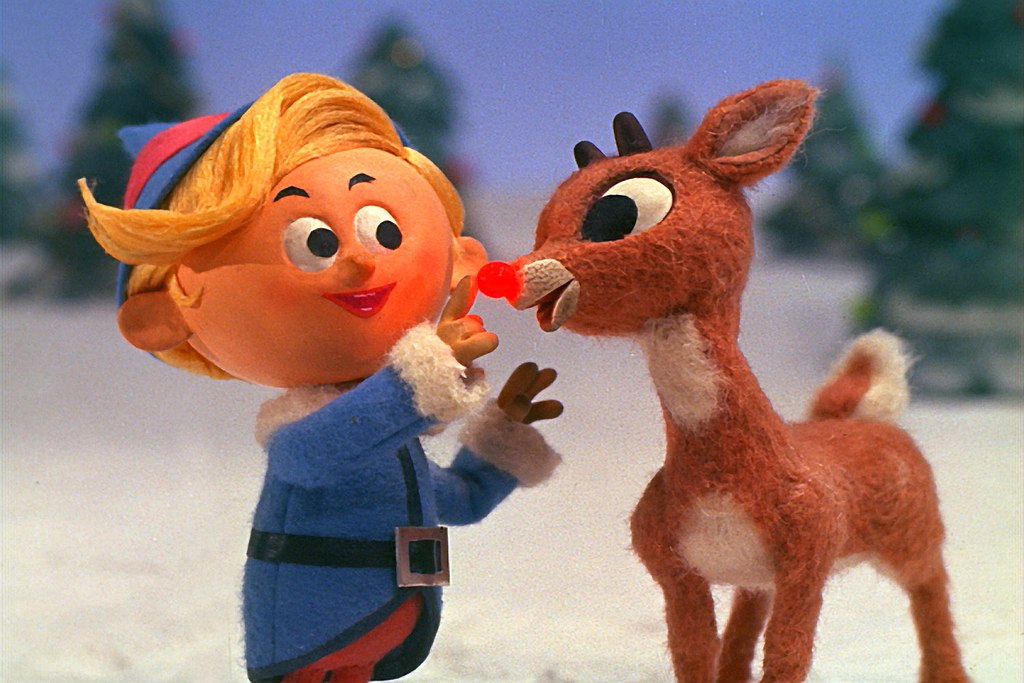 Young Rudolph (right) and Hermey the Elf as seen in a screenshot from the 1964 Rankin Bass TV special.