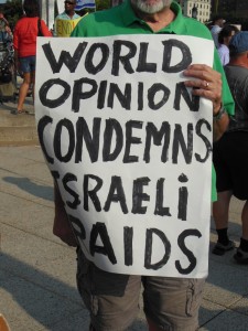 One of the signs on display at the Penn Station protest. (Anthony C. Hayes)