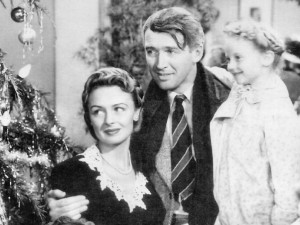 Donna Reed, Jimmy Stewart and Carolyn Grimes from the 1947 film It's A Wonderful Life.