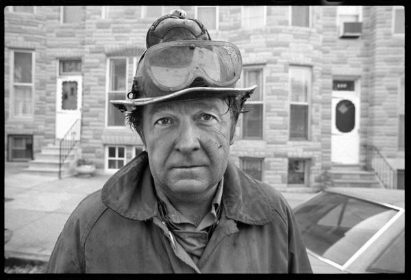 Baltimore City Fire Department, Engine 25 firefighter Al Price. 1981 (Jim Burger) From “A Charmed Life – The Jim Burger Photography Retrospective.”