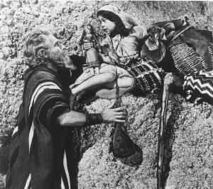 Charlton Heston and Kathy Garver in the The Ten Commandments.