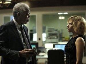 Morgan Freeman and Scarlett Johansson try to discover the brain's infinite power in "Lucy." (Courtesy of Universal)