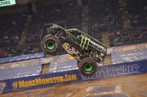 Coty Saucier wowed the crowd with his Monster Energy truck at Royal Farms Arena on Feb. 27. (Costa Swanson)