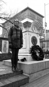 Victoria Price at the grave of Edgar Allan Poe. (Stacy Atwell)