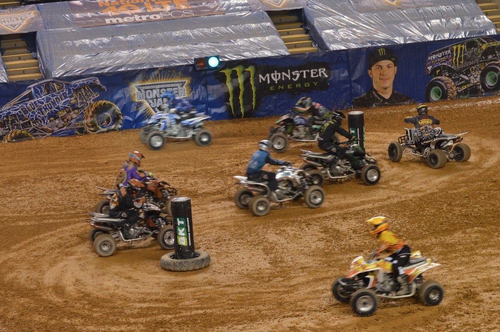 The eight drivers traded their Monster Trucks for speedsters during an event at Monster Jam on Feb. 27. (Costa Swanson)