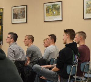 Mizzou ROTC cadets seemed mesmerized by the history lessons laid out in realistic detail. (Anthony C. Hayes)