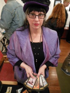 Artist Cheryl Fair with the proofs from her forthcoming Magical Realism Tarot deck. (Anthony C. Hayes)