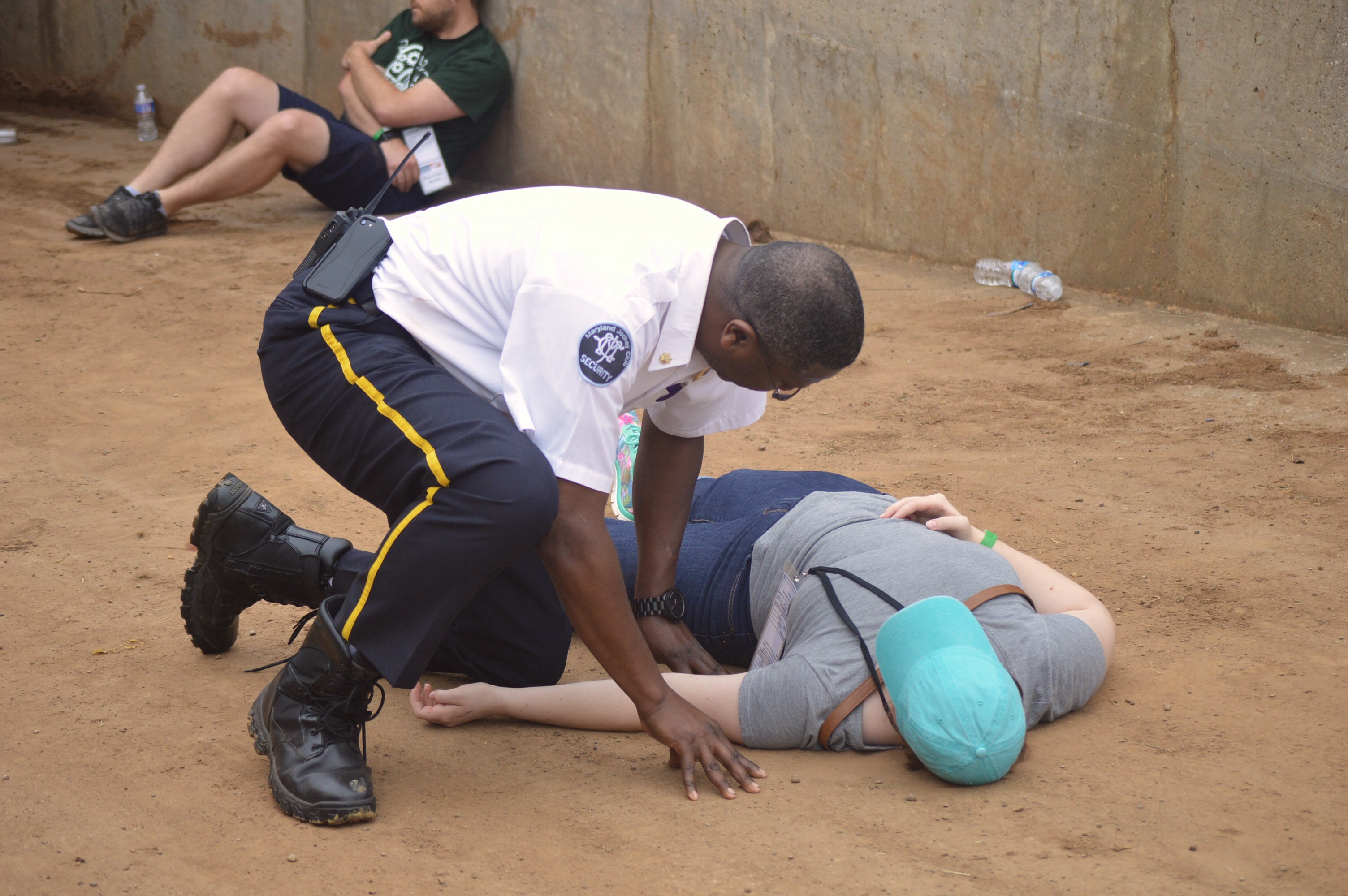 On Sunday June 10, 2018, Sinai Hospital in Baltimore, Maryland, in cooperation with Pimlico Race Course and local police and fire departments, offered first responders the opportunity to enter the scene of a mock mass-casualty event. (Credit Anthony C. Hayes/Baltimore Post-Examiner)