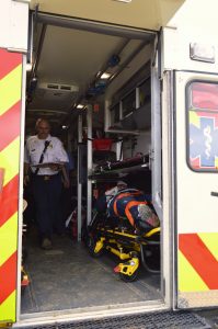 On Sunday June 10, 2018, Sinai Hospital in Baltimore, Maryland, in cooperation with Pimlico Race Course and local police and fire departments, offered first responders the opportunity to enter the scene of a mock mass-casualty event. (Credit Anthony C. Hayes/Baltimore Post-Examiner)