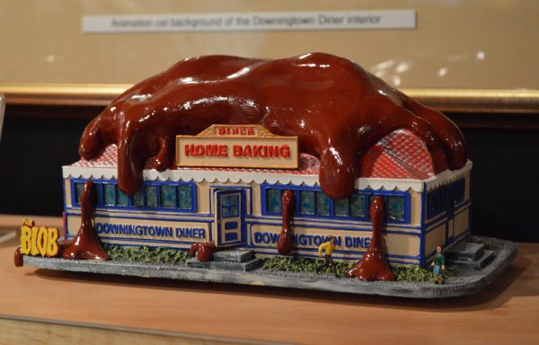 A ceramic model of The Blob covering the Downingtown Diner. (Anthony C. Hayes)