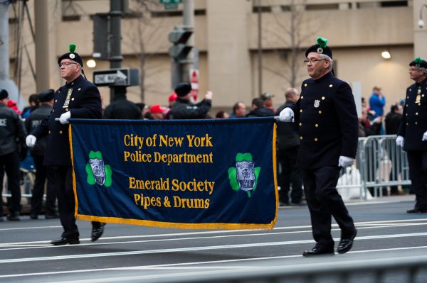 NYPD Pipes and Drums during the Inaugural Day parade. (Michael Jordan)