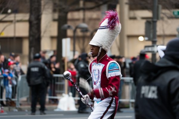 Inauguration Day: A member of the Talladega College Marching Band in the Inaugural Parade. As a historically black college, Talladega College faced harsh criticism for attending this event. (Michael Jordan)