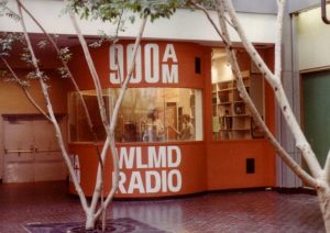 WLMD had a radio studio in the lower level of the Columbia Mall in 1979. Photo by WLMD engineer Mike Doughney. 