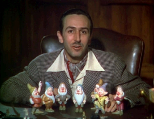 Walt Disney in a trailer for Snow White. Walt Diney is the centarl character in the play The Death of Walt Disney at Single Carrot Theatre. (Wikimedia Commons)