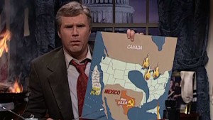 "His technique is loose, bordering on random, but when you step back he has rendered George W. Bush," said Tina Fey of Will Ferrell’s impression in "Live From New York." 