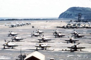 P-51's of the 78th Fighter Squadron near Mt. Surabcahi on Iwo Jima.