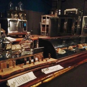 Pastries and wacky glassware at The Bun Shop's large counter (Lauren Molander)