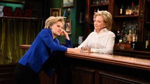 Hillary (McKinnon) vents to Hillary about the hardships of being Hillary (NBC)