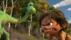 Arlo and a Neanderthal named Spot become good buddies in The Good Dinosaur. (Pixar)