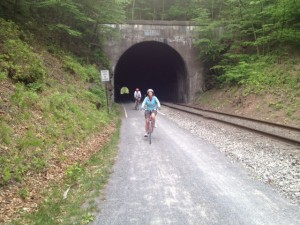 A biker enjoys the C &O trail, (Tim Maier)