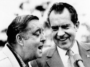 Richard Nixon with comedian Jackie Gleason.