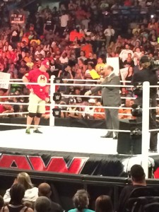John Cena had the Baltimore Arena crowd divided, with half chanting "Let's go Cena," while the other half countered with "Cena sucks." (Tony Giro) 